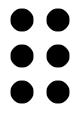 full braille cell with 2 columns of 3 dots
