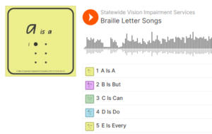 braille letter songs snip from SoundCloud website